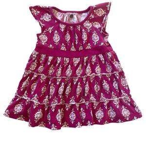 Tea Collection Flutter Sleeve Tiered Twirl Magenta Dress Size 18-24 Months